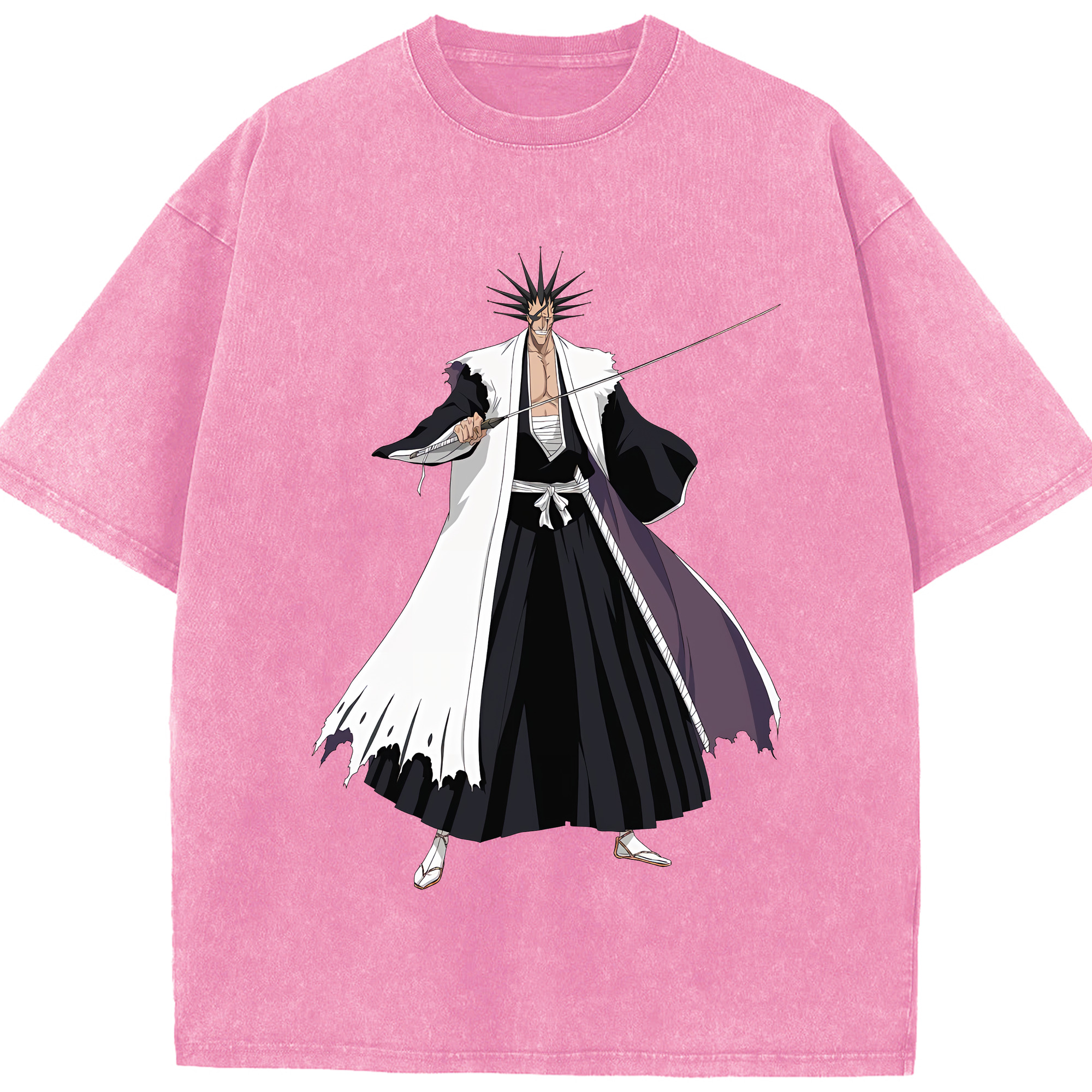 （画像用） ブリーチ ざらき けんぱち BLEACH Zaraki Kenpachi 綿100% ヴィンテージ風 半袖Tシャツ（フロントプリント）